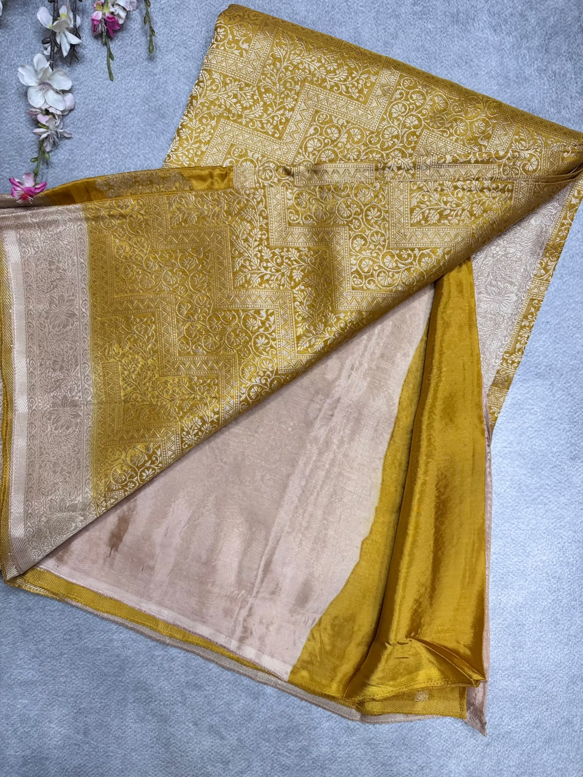 Yellow Semi Crepe Saree 110