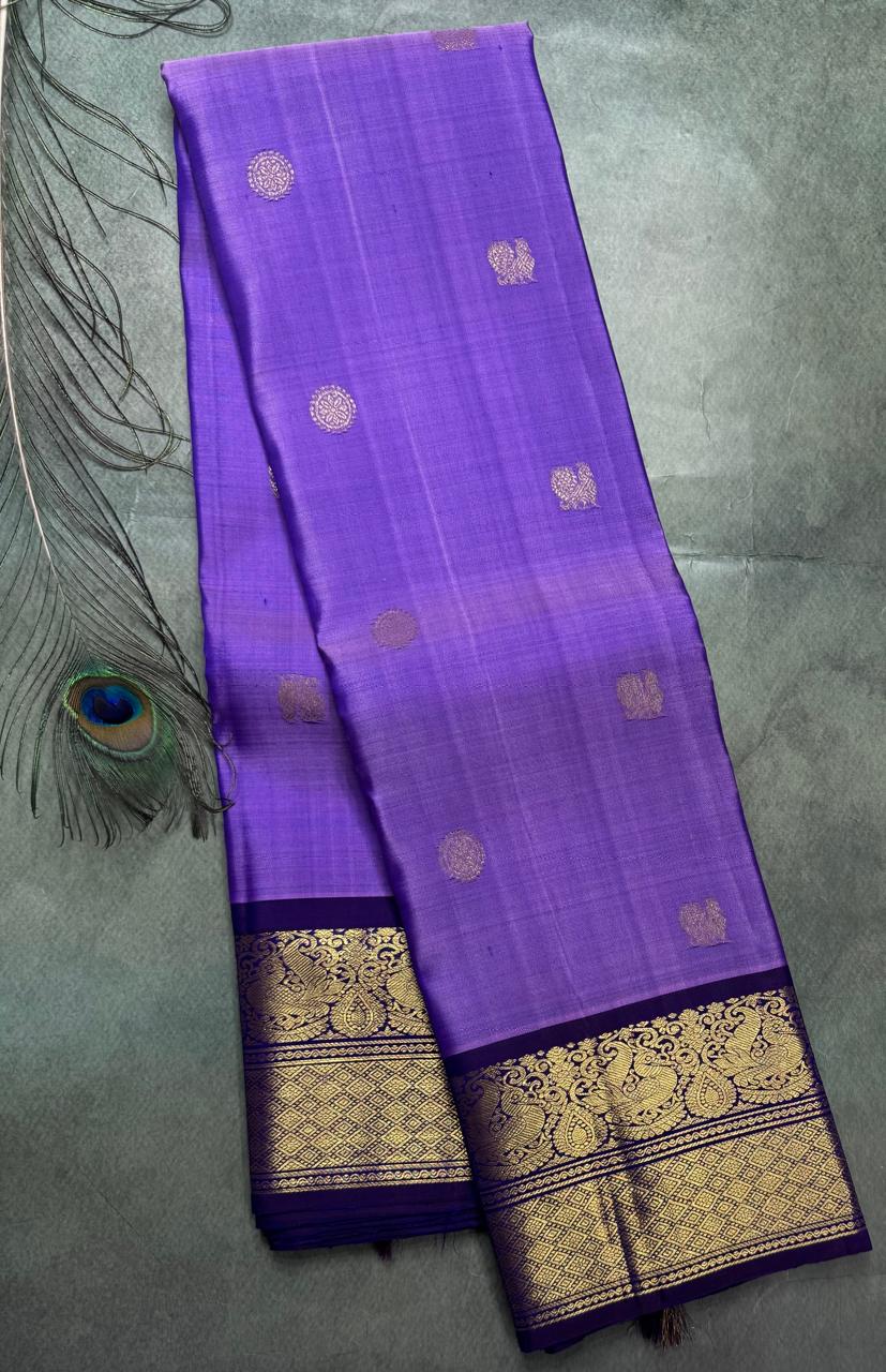 Purple Border Pure Kanchipuram Silk Saree 111 (Swara)