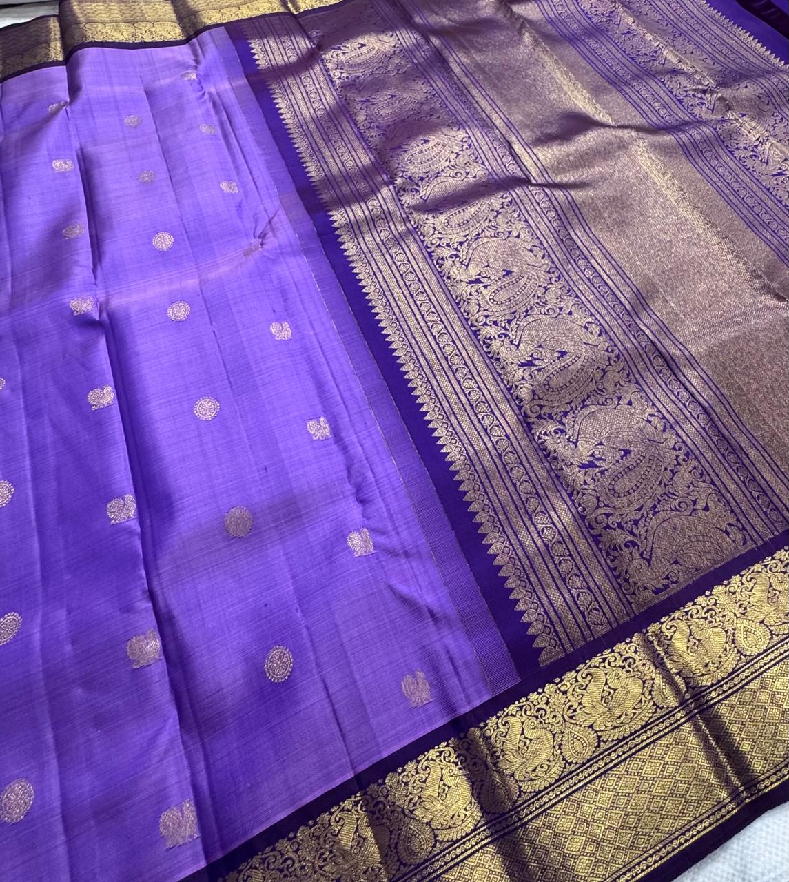 Purple Border Pure Kanchipuram Silk Saree 111 (Swara)