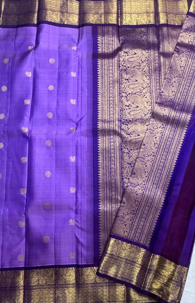 Purple Border Pure Kanchipuram Silk Saree 111 (Swara)