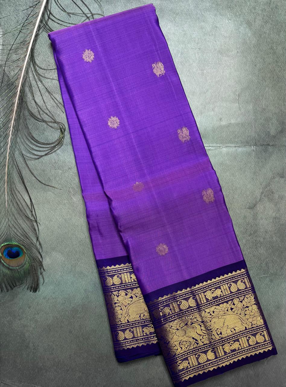 Purple Border Pure Kanchipuram Silk Saree 111 (Swara)