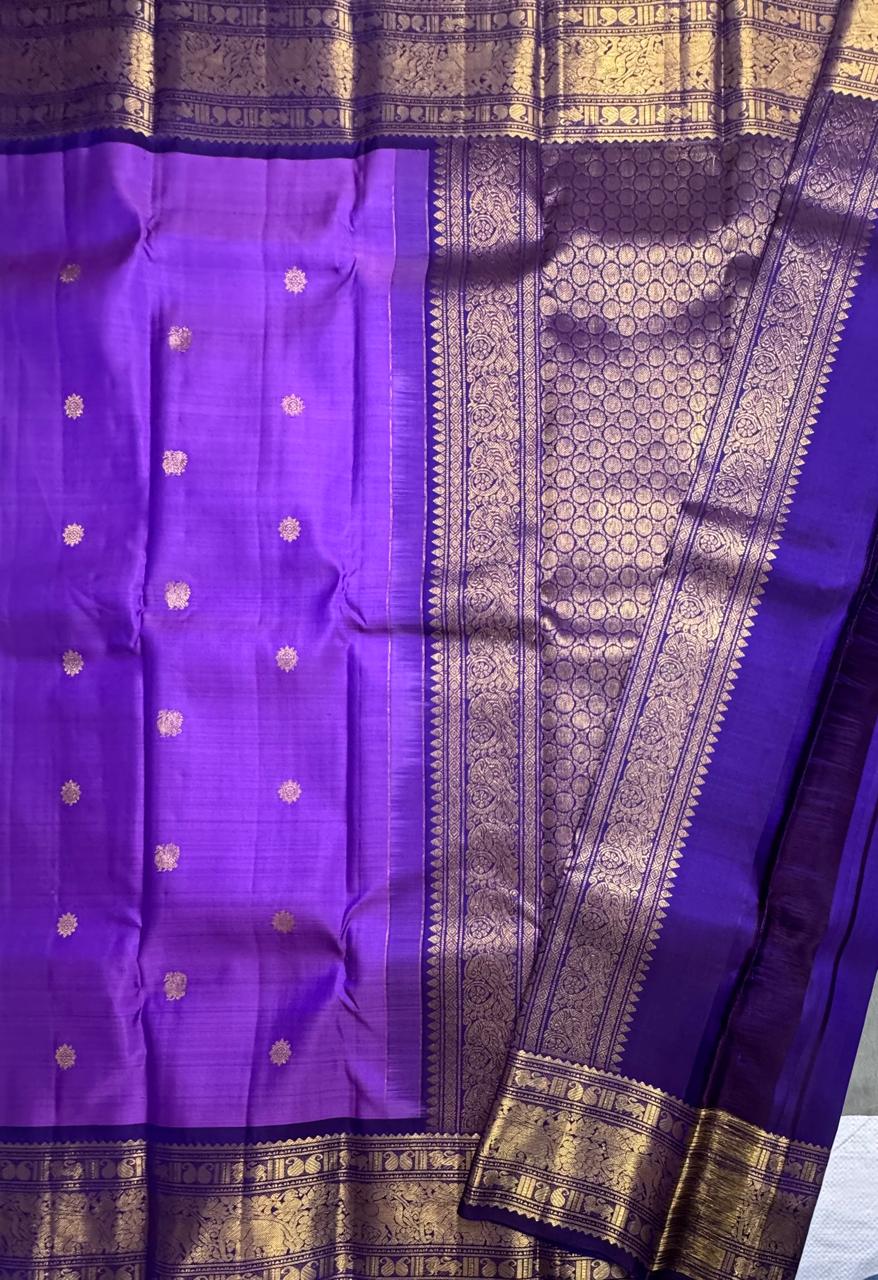 Purple Border Pure Kanchipuram Silk Saree 111 (Swara)