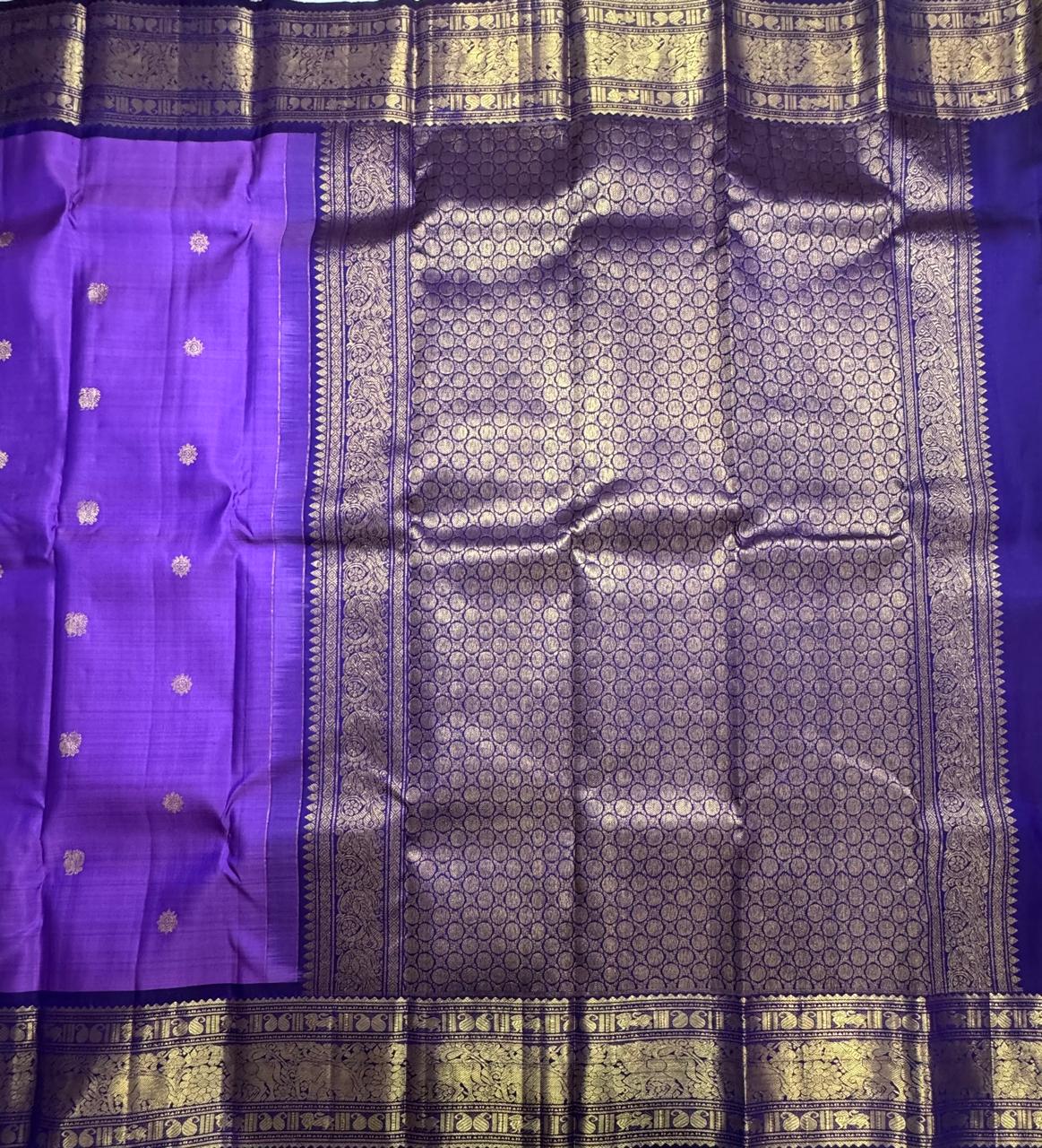 Purple Border Pure Kanchipuram Silk Saree 111 (Swara)