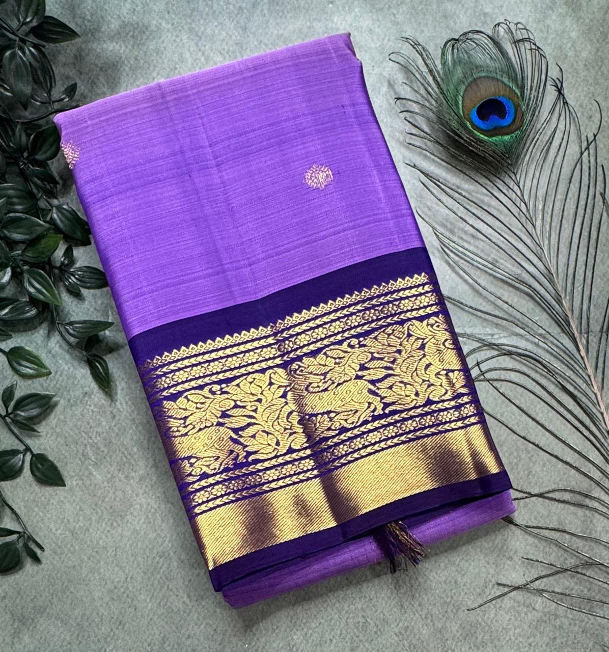 Purple Border Pure Kanchipuram Silk Saree 111 (Swara)