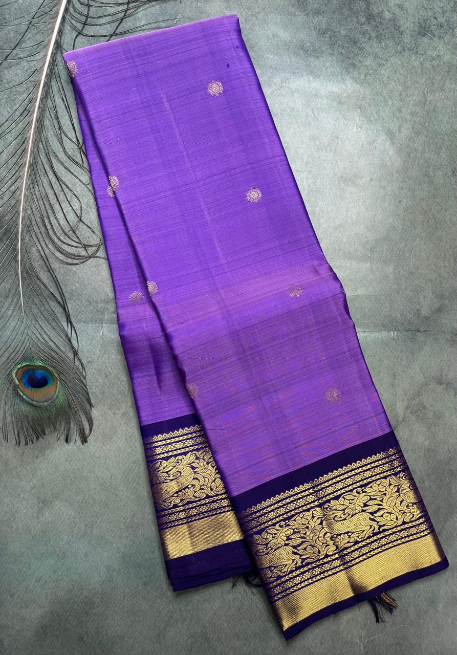 Purple Border Pure Kanchipuram Silk Saree 111 (Swara)
