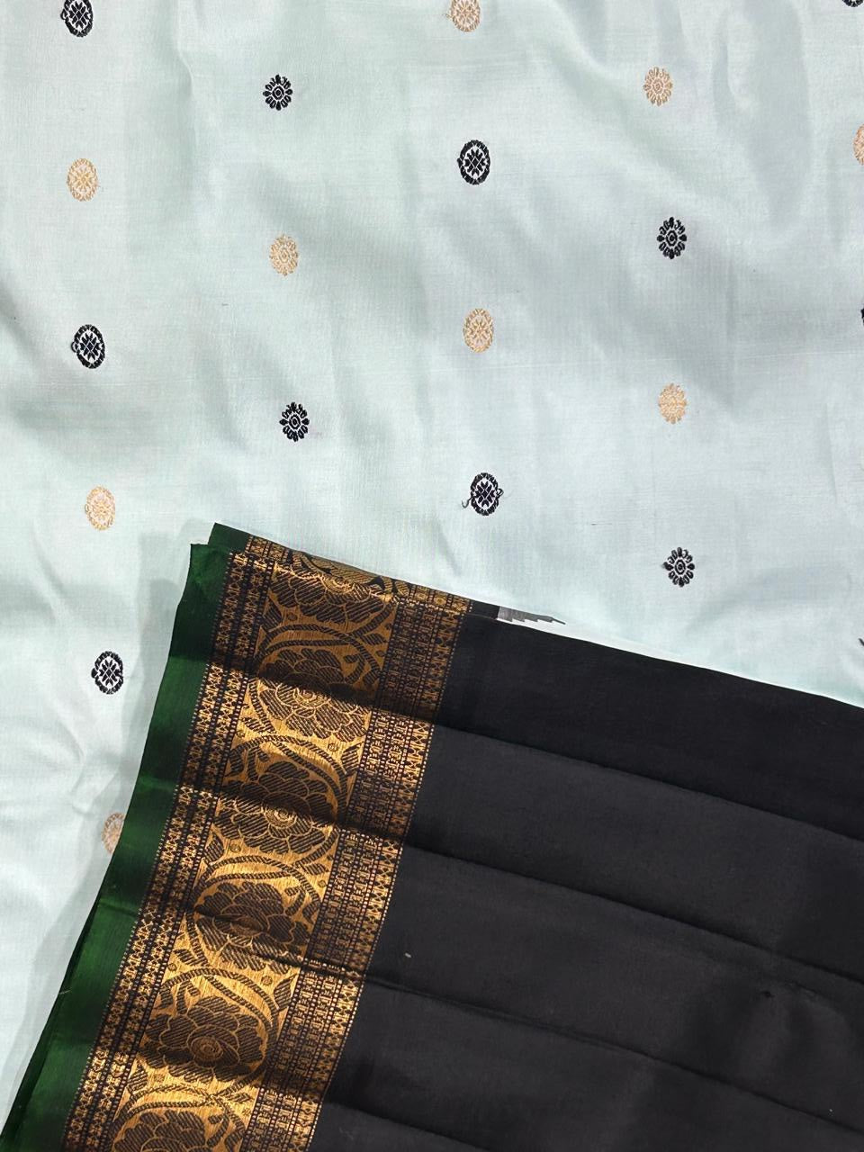 Pastel blue pure handloom gadwal silk saree