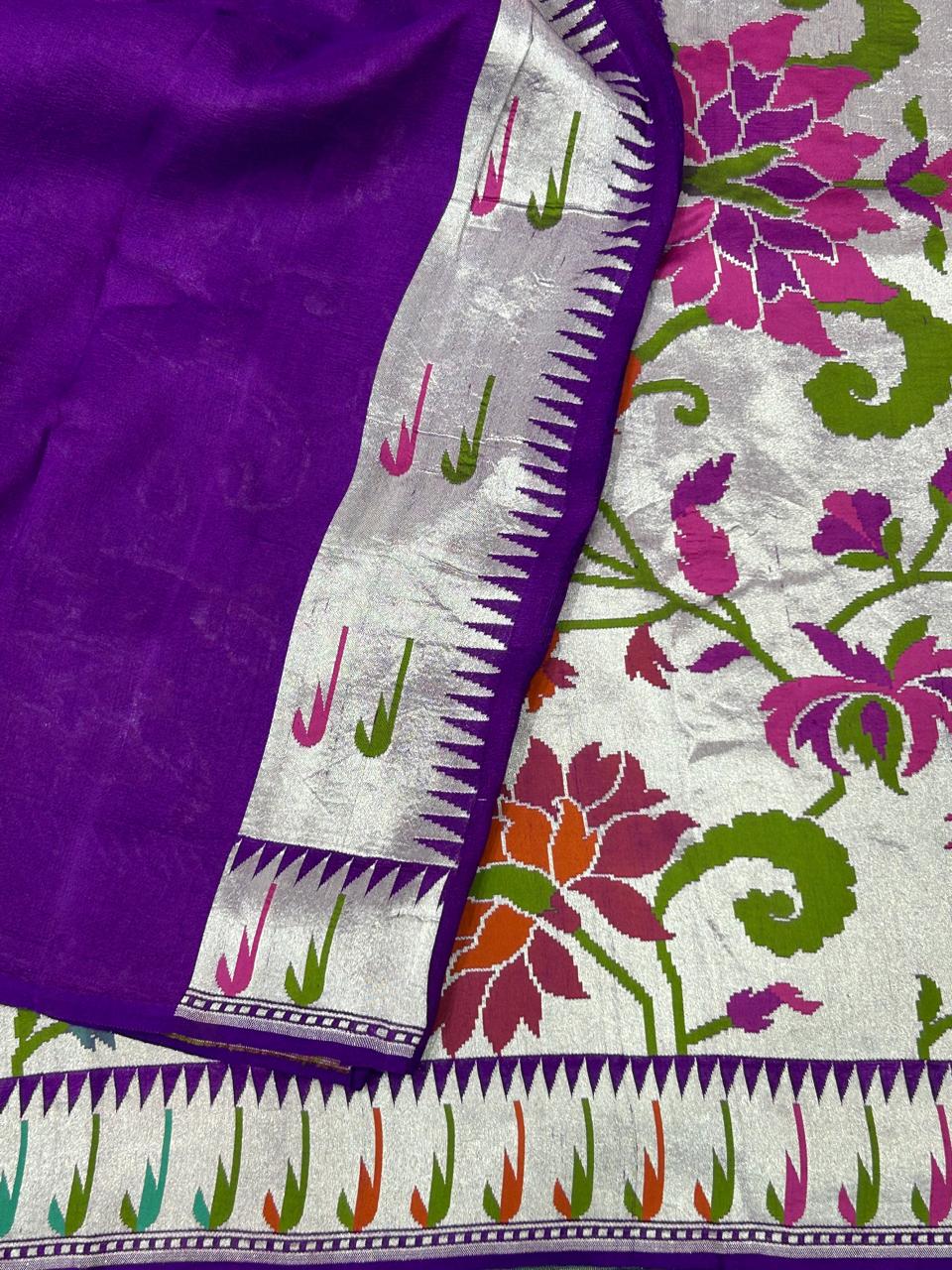 Purple  pure paitani tussar georgette-09 saree