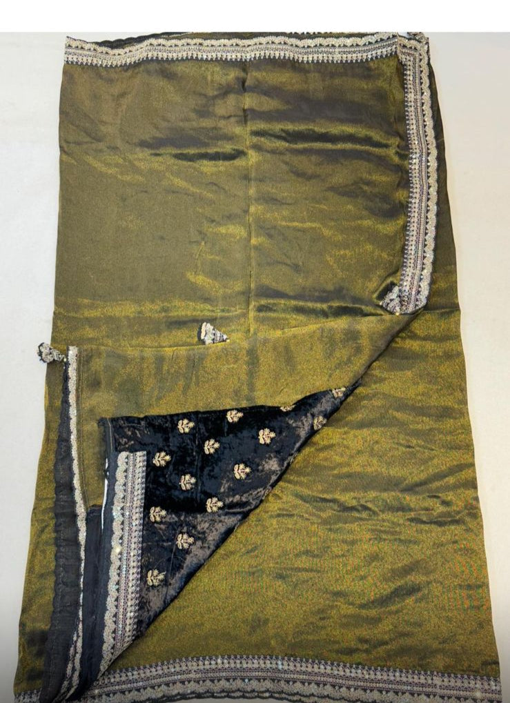 Olive green sabyasachi tissue saree
