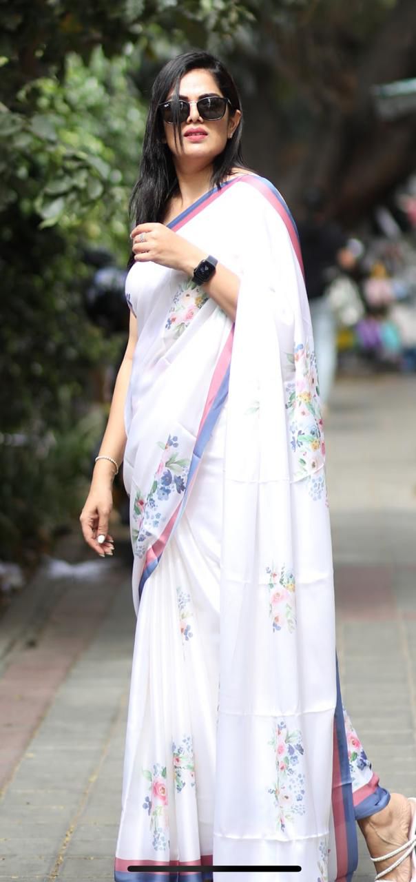 Alia Bhat satin georgette printed saree