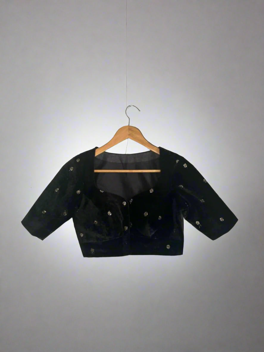 Black velvet designer blouse-01