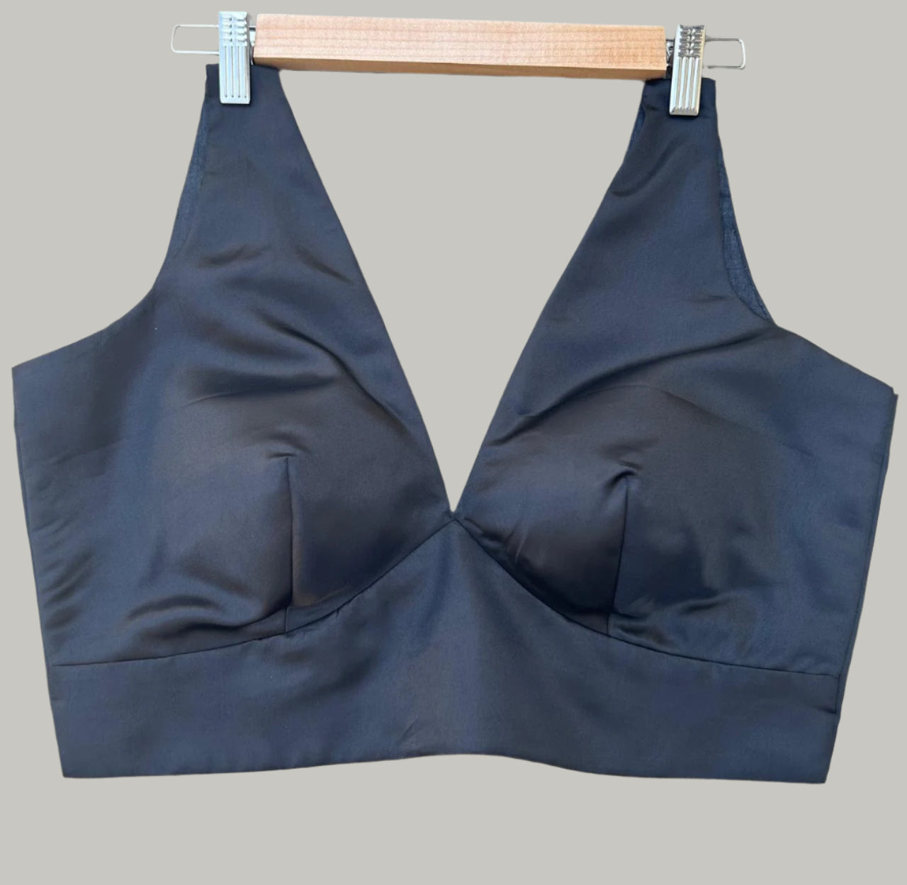 Black satin plain sleeveless blouse