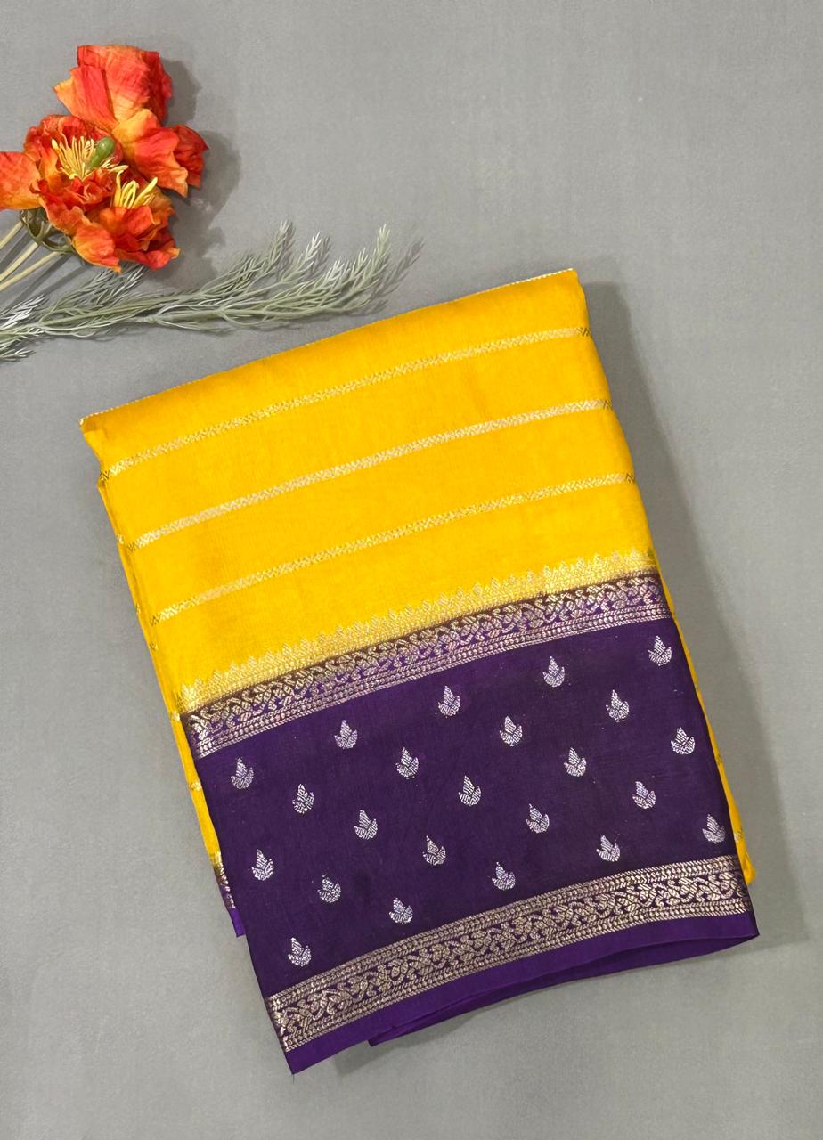 Light lavender stripes semi crepe saree