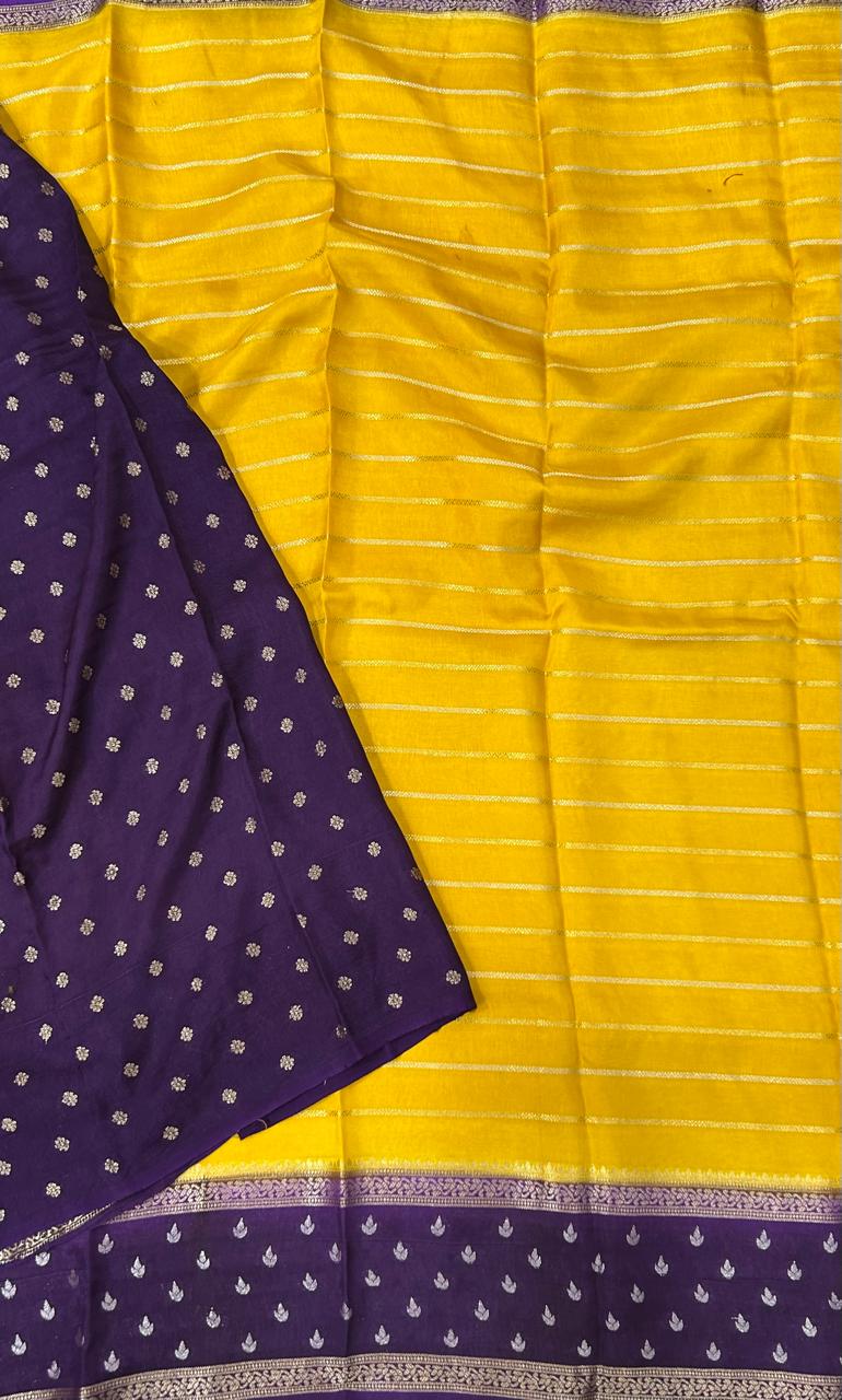 Light lavender stripes semi crepe saree