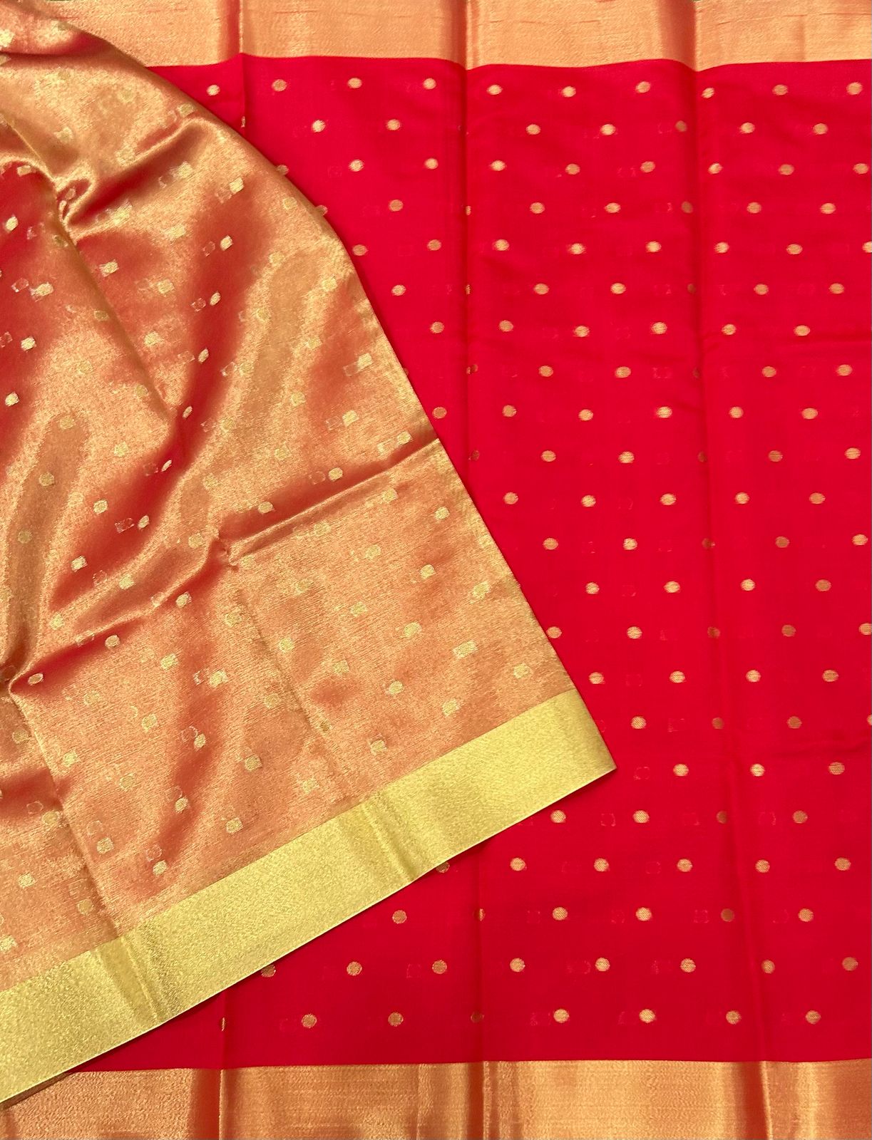 Nayantara red silk butta semi silk saree