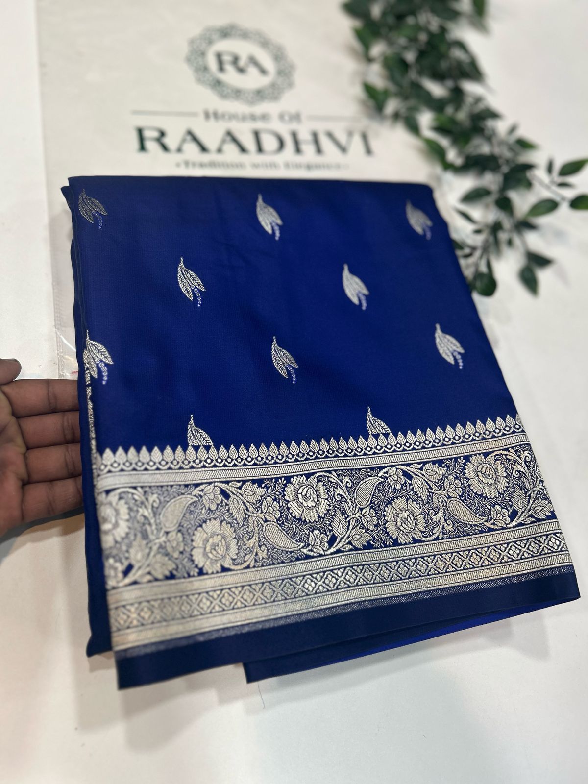 Blue semi katan benaras silk saree