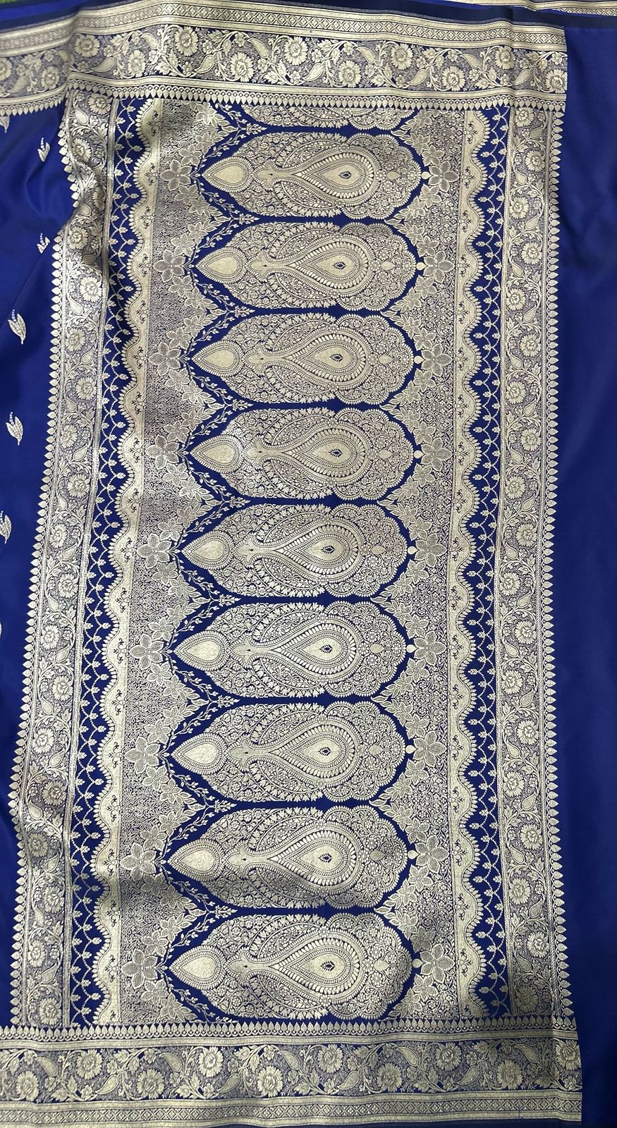Blue semi katan benaras silk saree