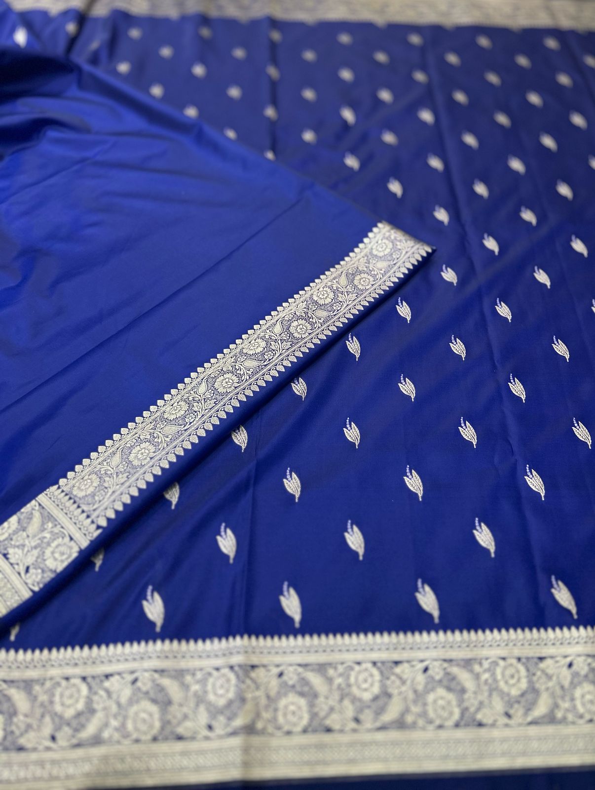 Blue semi katan benaras silk saree