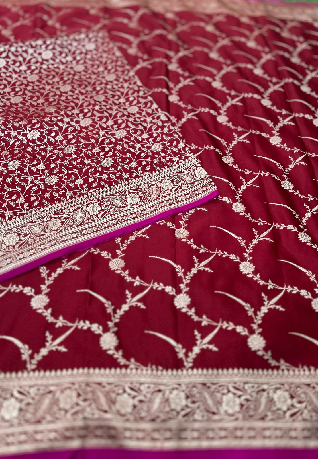 Brown semi kathan benaras silk saree