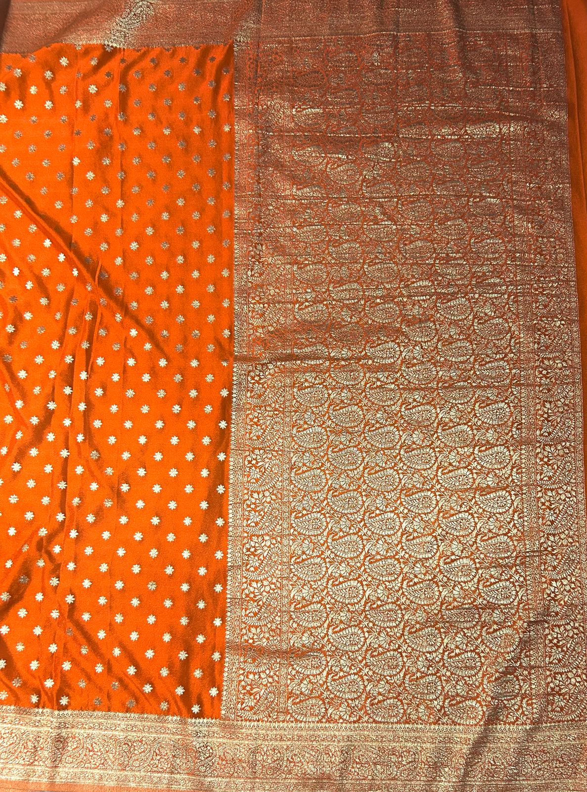 Orange star butta 07 soft crepe silk saree (RR)