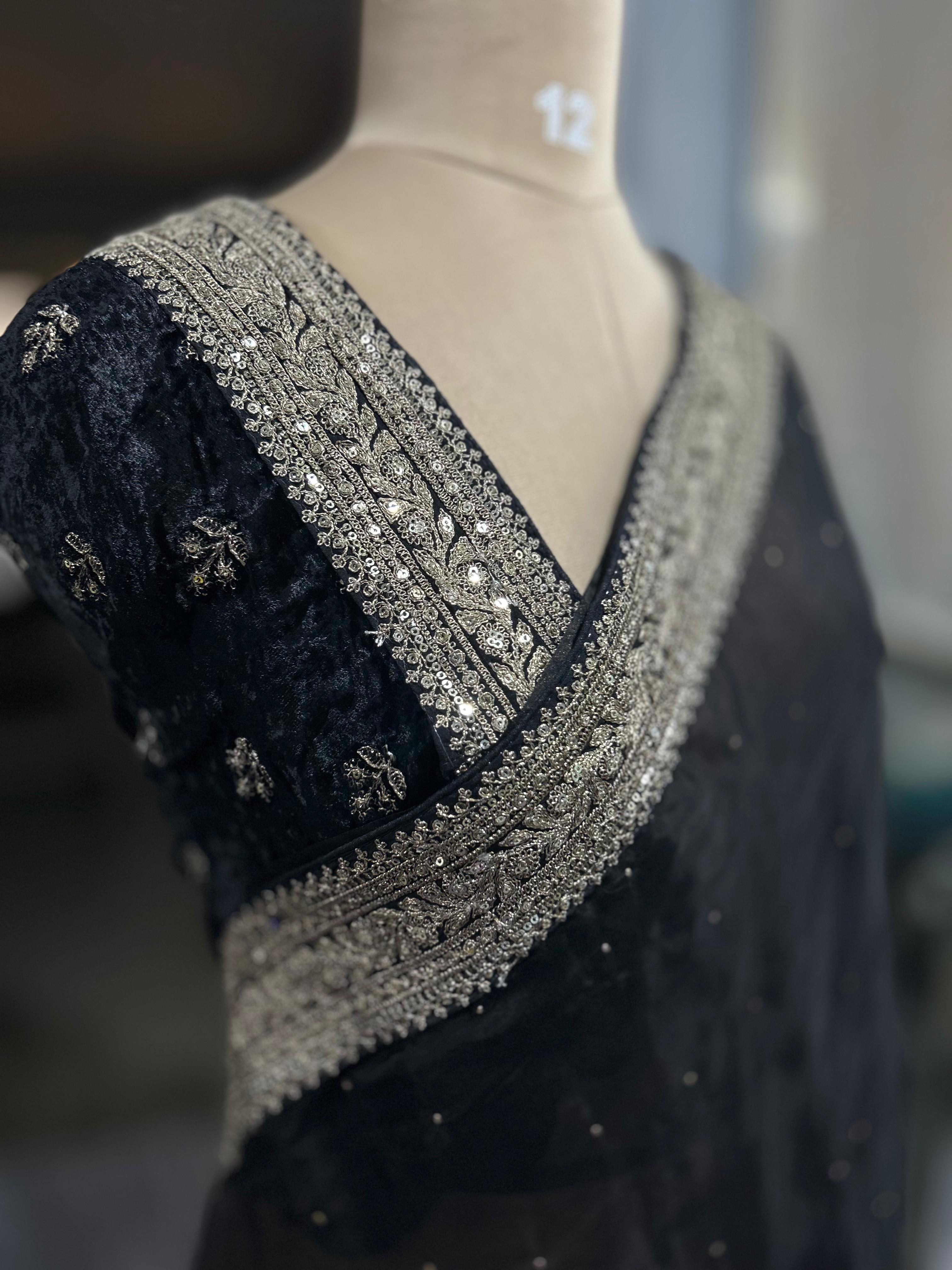 Black sabyasachi inspired pure organza saree