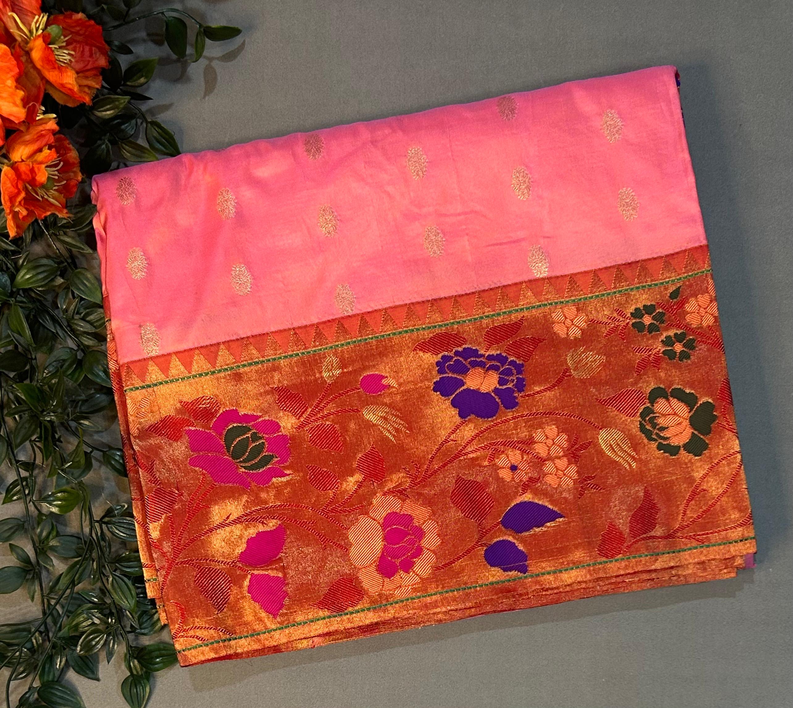 Pastel pink pure paitani-07 border tussar saree