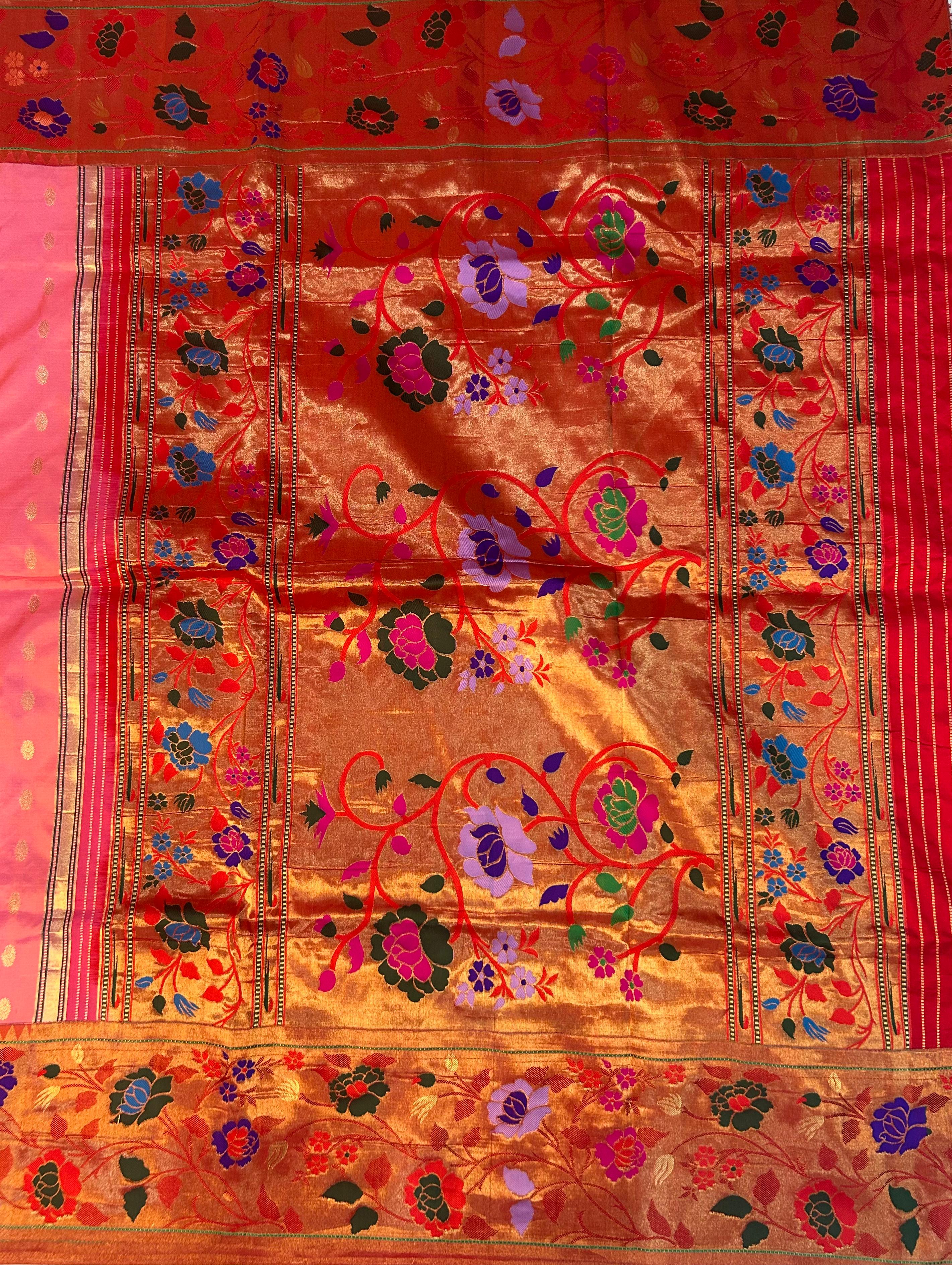 Pastel pink pure paitani-07 border tussar saree