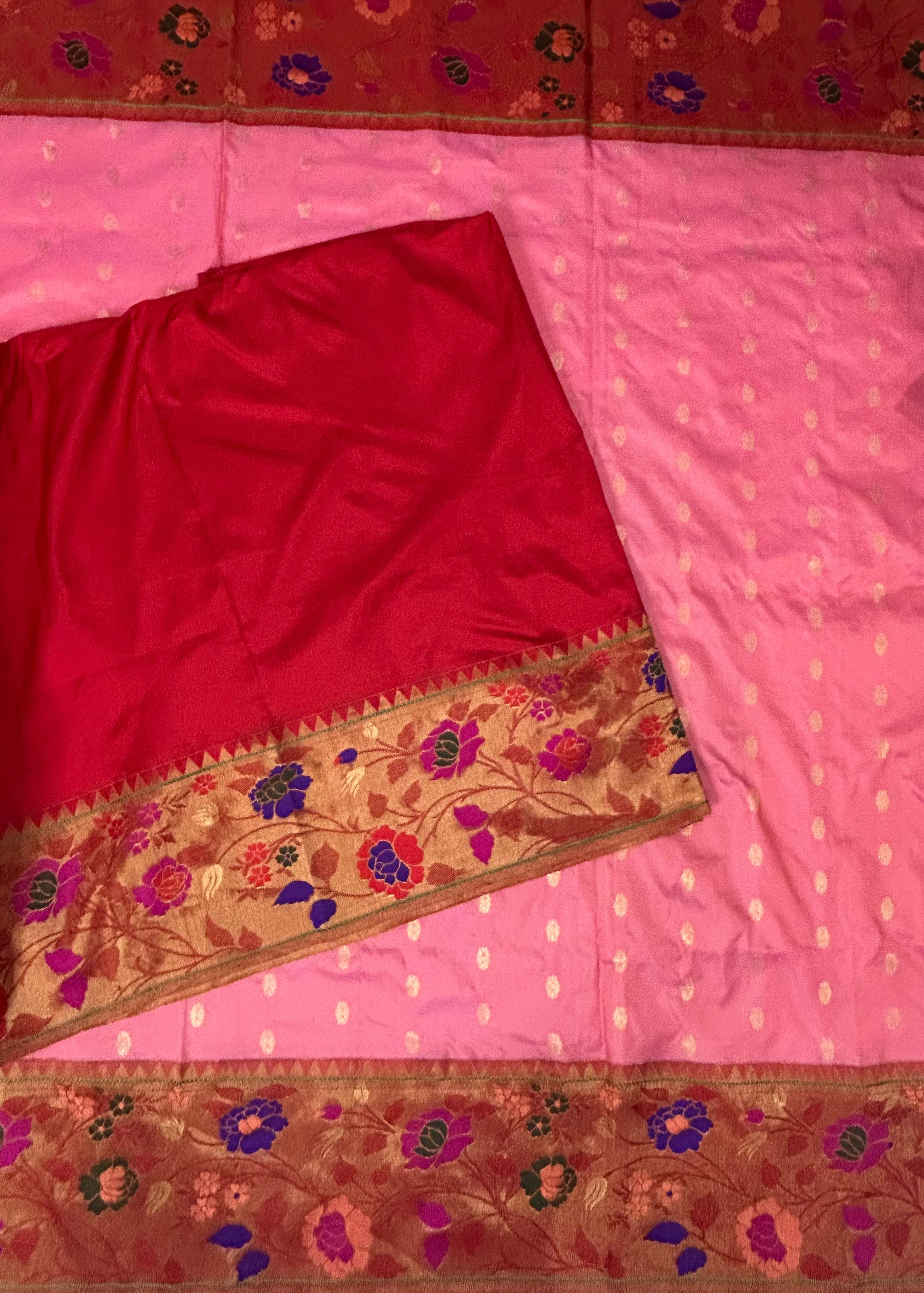 Pastel pink pure paitani-07 border tussar saree