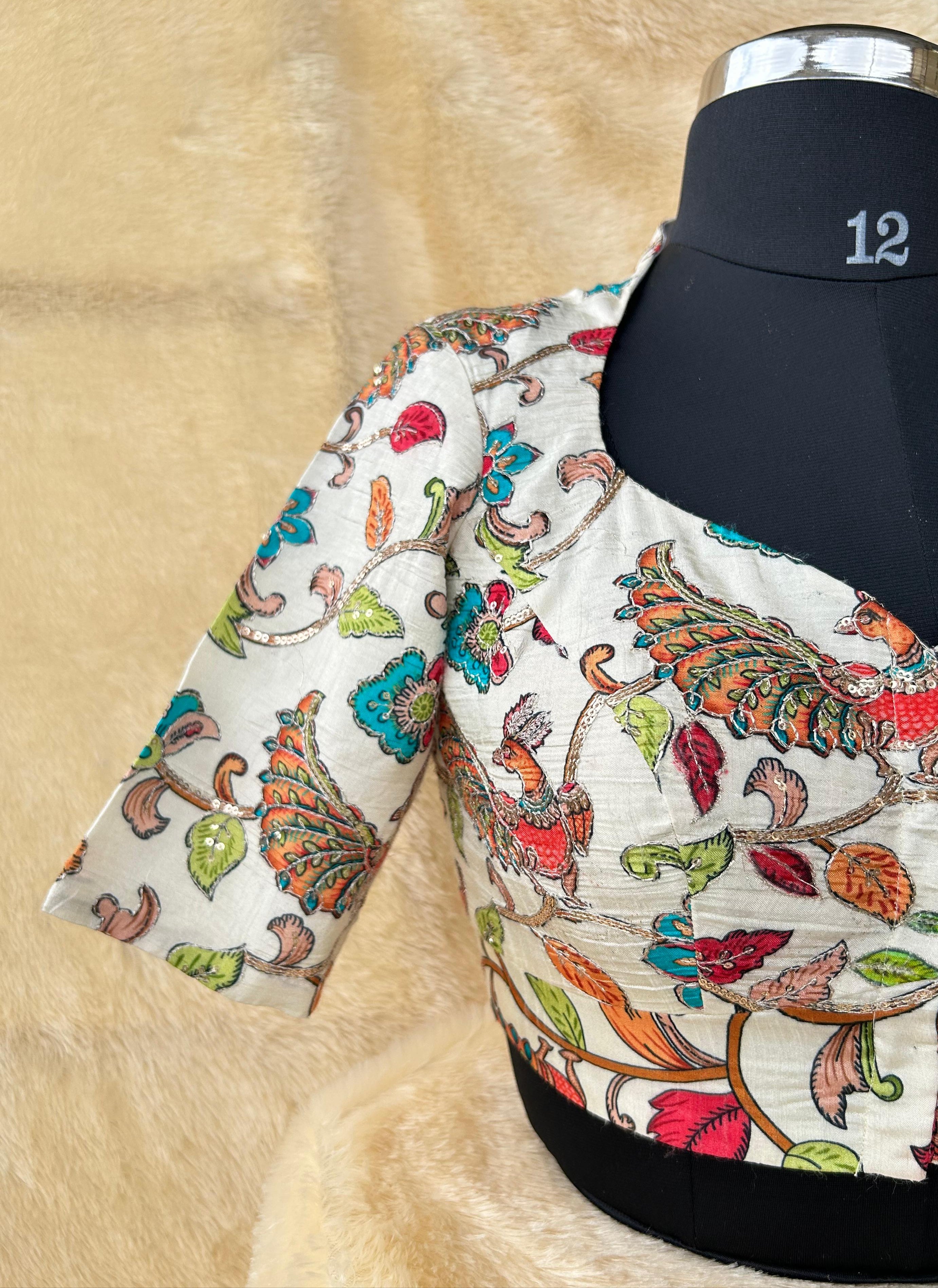 Cream-01 kalamkari blouse