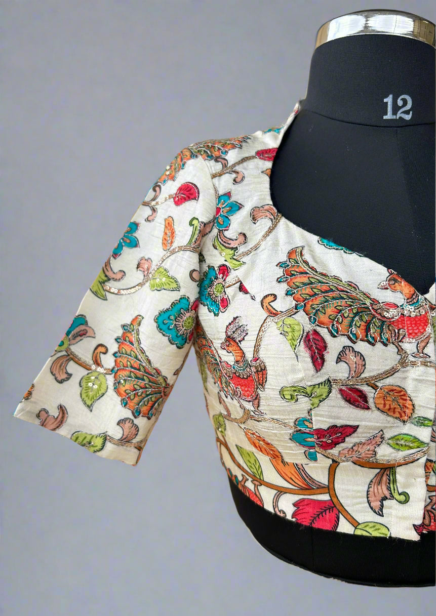Cream-01 kalamkari blouse
