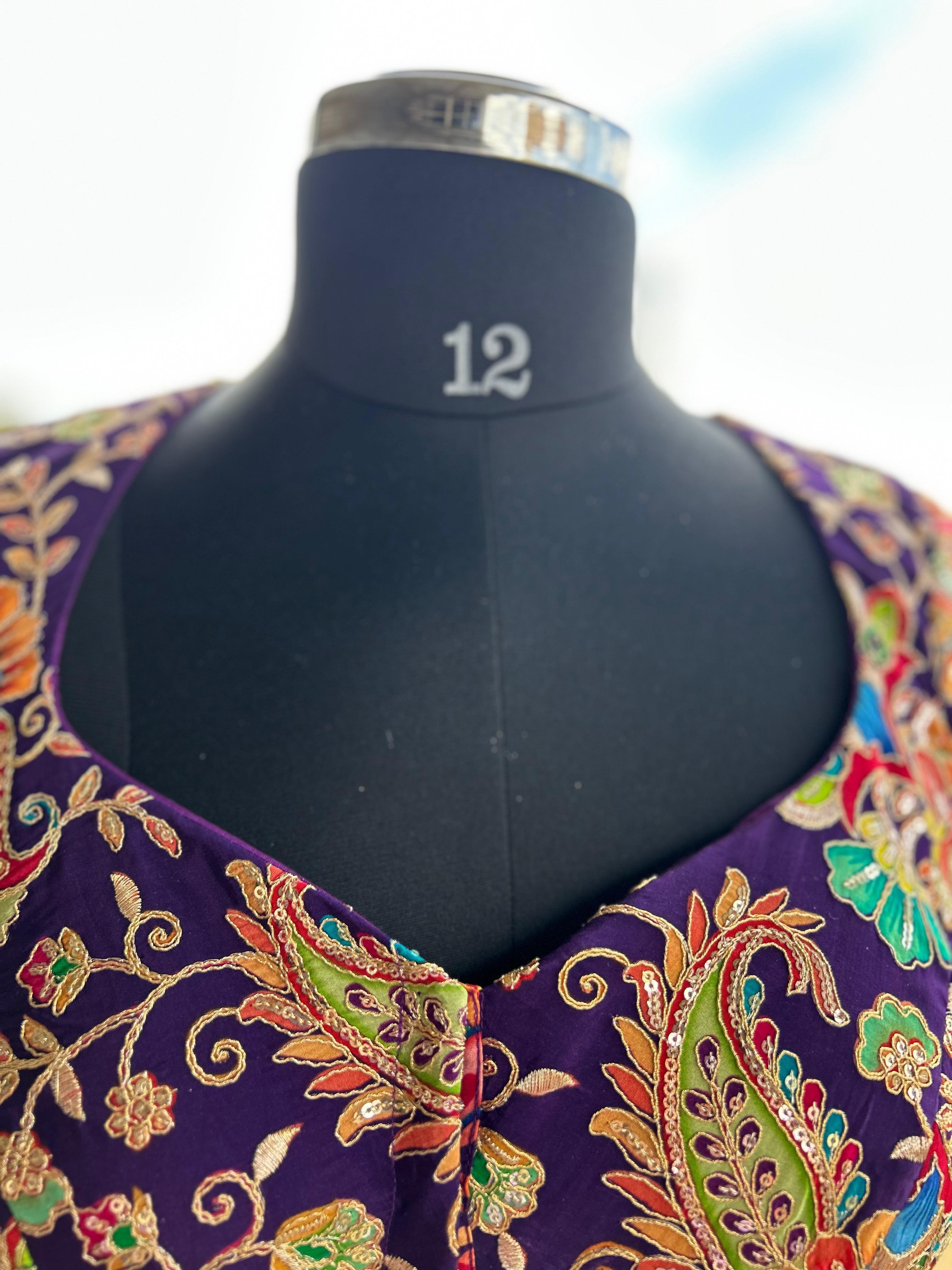 Purple kalamkari crepe blouse