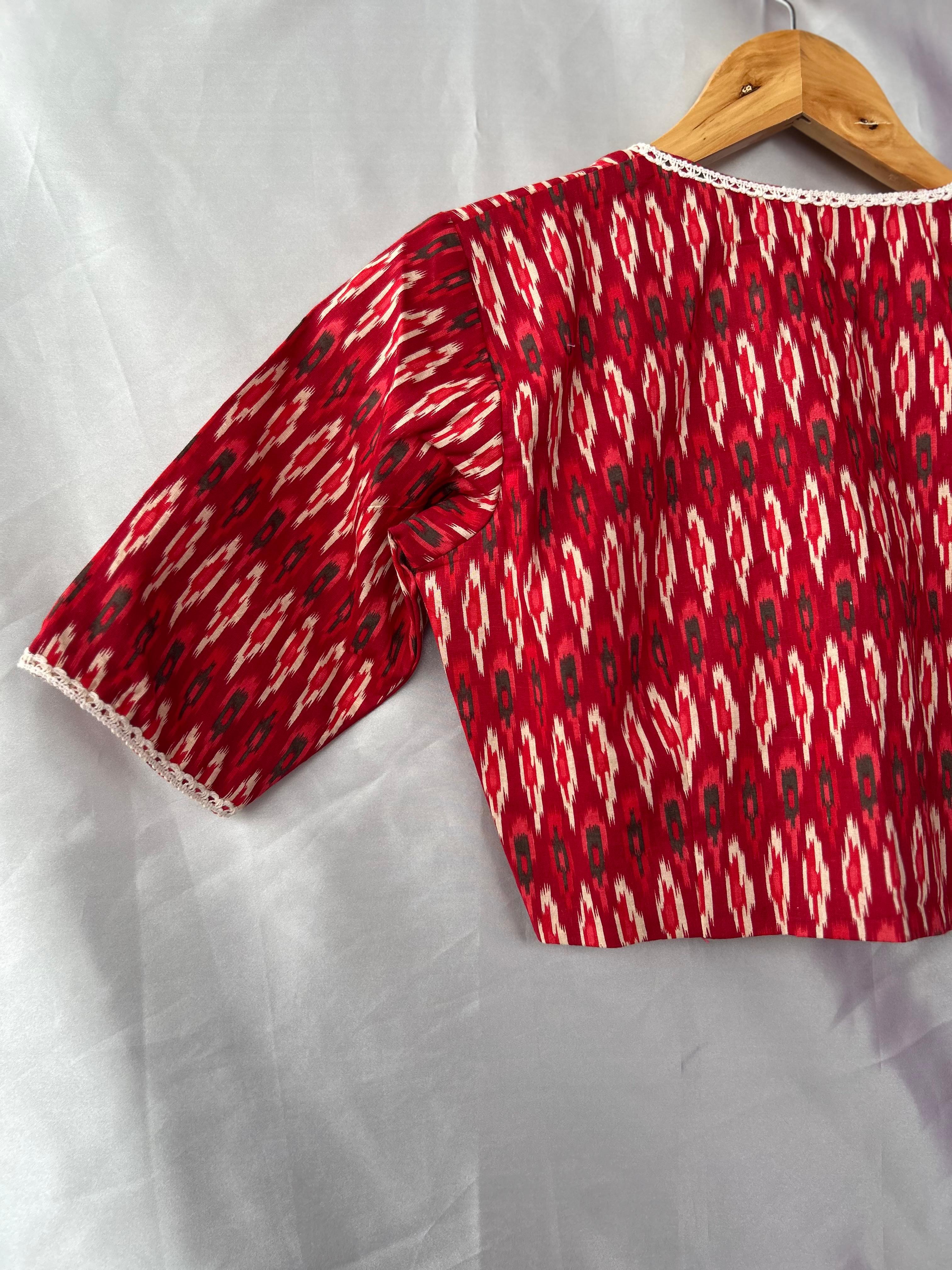 Red pochampally cotton blouse