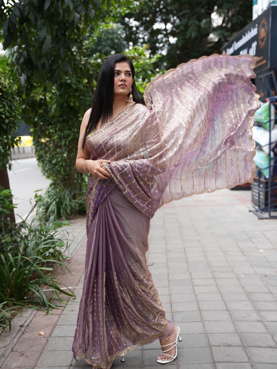 Elegant Organza Tissue Party Wear Saree | Lightweight Designer Saree for Weddings & Festive Occasions(organza tissue-09)