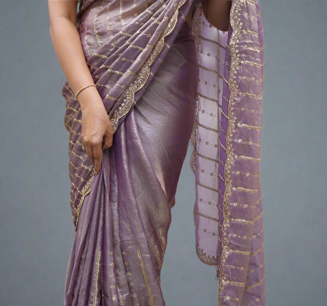 Elegant Organza Tissue Party Wear Saree | Lightweight Designer Saree for Weddings & Festive Occasions(organza tissue-09)