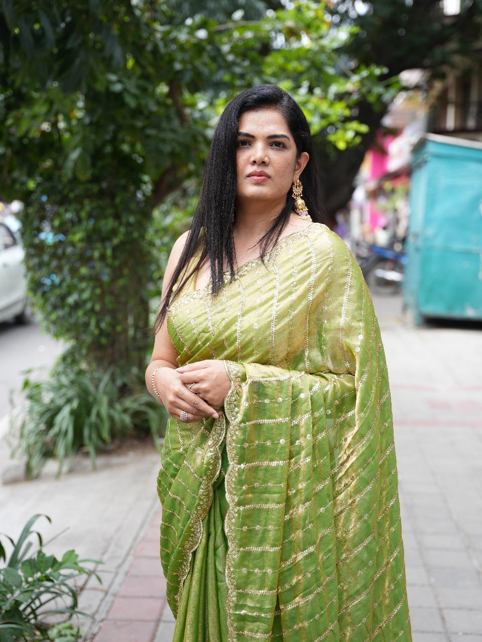 Elegant Organza Tissue Party Wear Saree | Lightweight Designer Saree for Weddings & Festive Occasions(organza tissue-09)