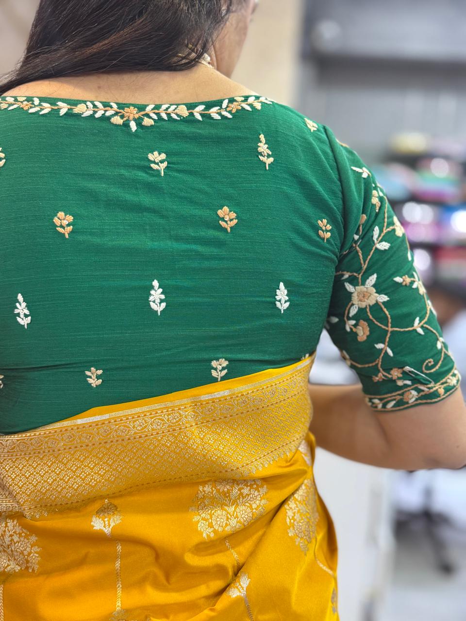 Green Knot Handwork Blouse – Designer Ethnic Partywear,knot handwork-09