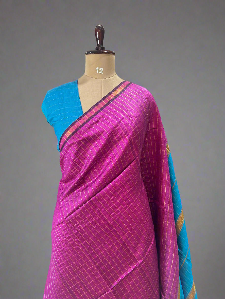 Pure Raw Dupion Silk Saree – Handwoven Elegance with Luxurious Texture