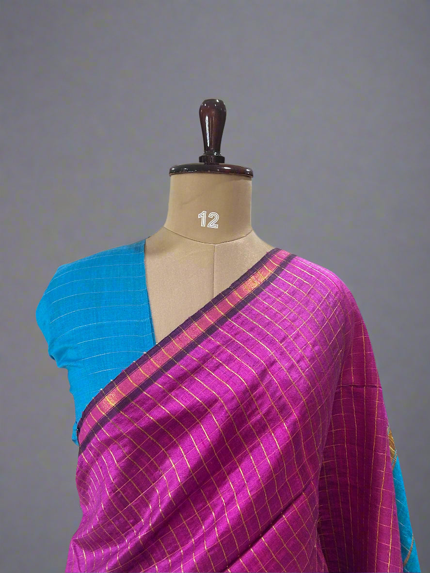 Pure Raw Dupion Silk Saree – Handwoven Elegance with Luxurious Texture