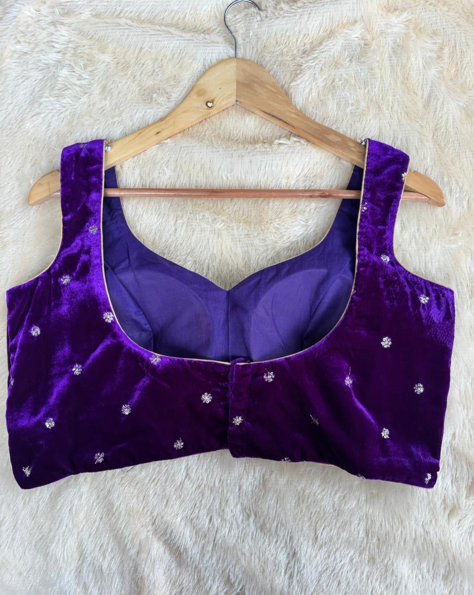 Purple velvet sleeveless blouse