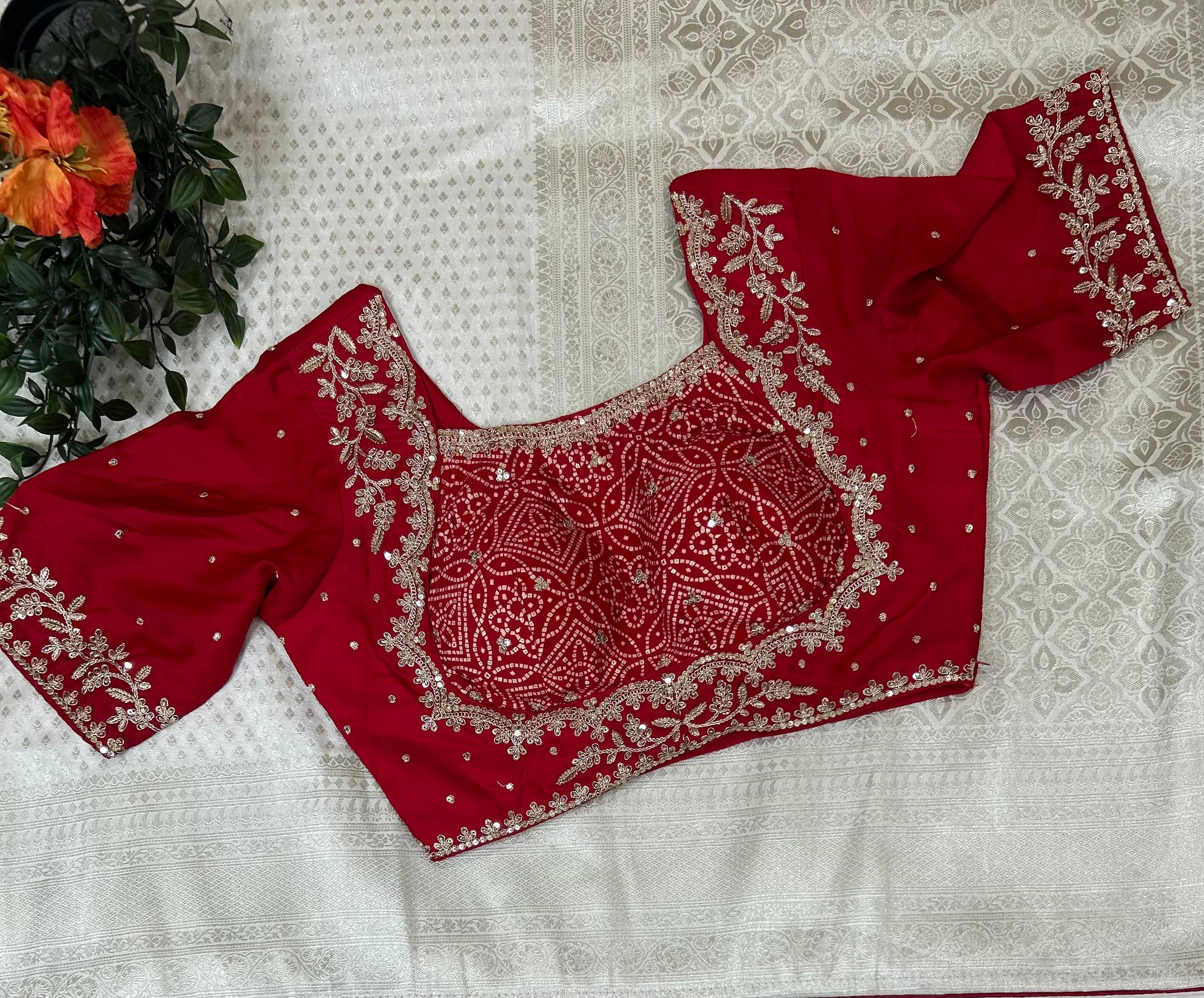 White small Butta party wear with stitched blouse-10 saree