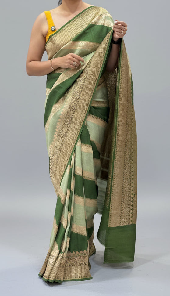 2D big stripes pure tussar crepe silk-11 saree