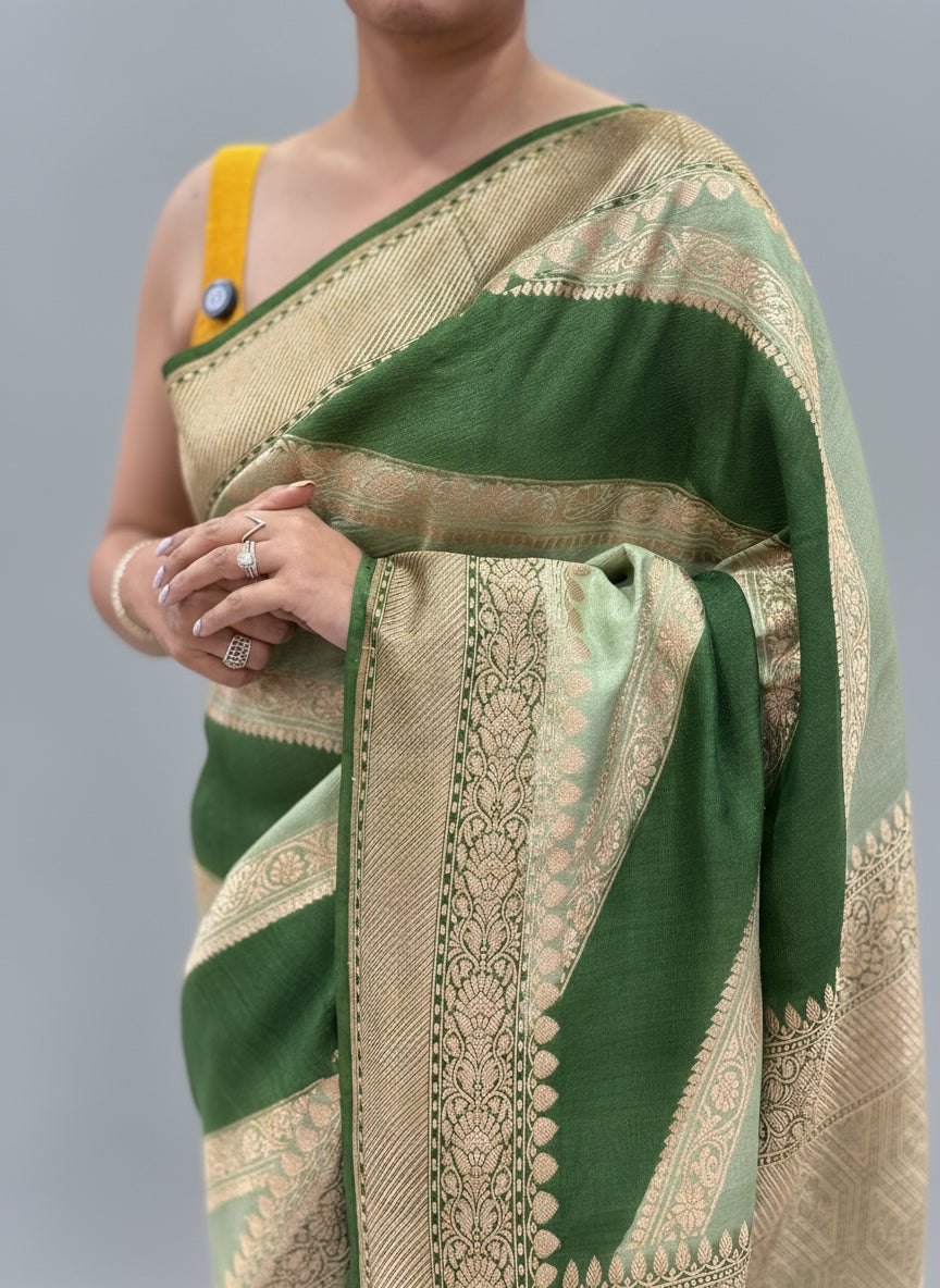 2D big stripes pure tussar crepe silk-11 saree