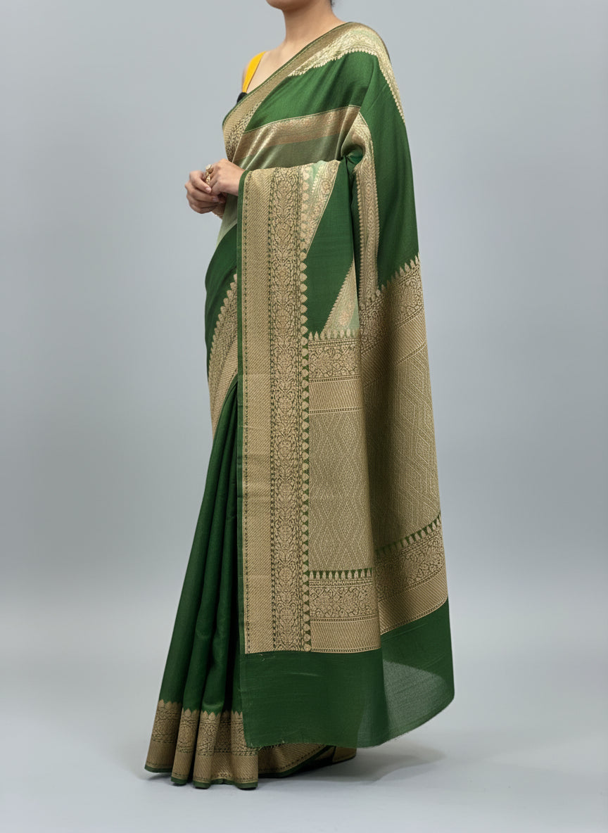 2D big stripes pure tussar crepe silk-11 saree