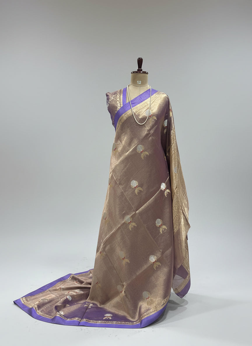 Light purple pure tissue satin border-11 saree
