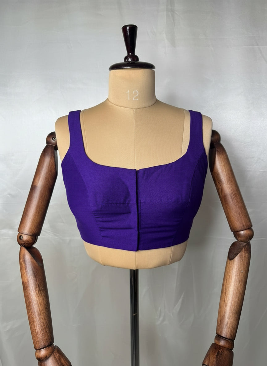 purple semi raw silk  sleeveless blouse