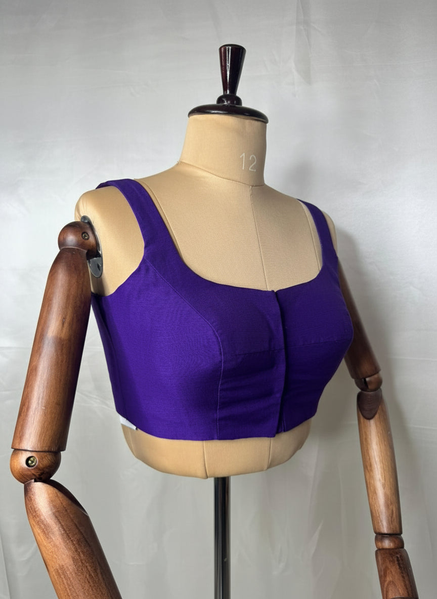 purple semi raw silk  sleeveless blouse