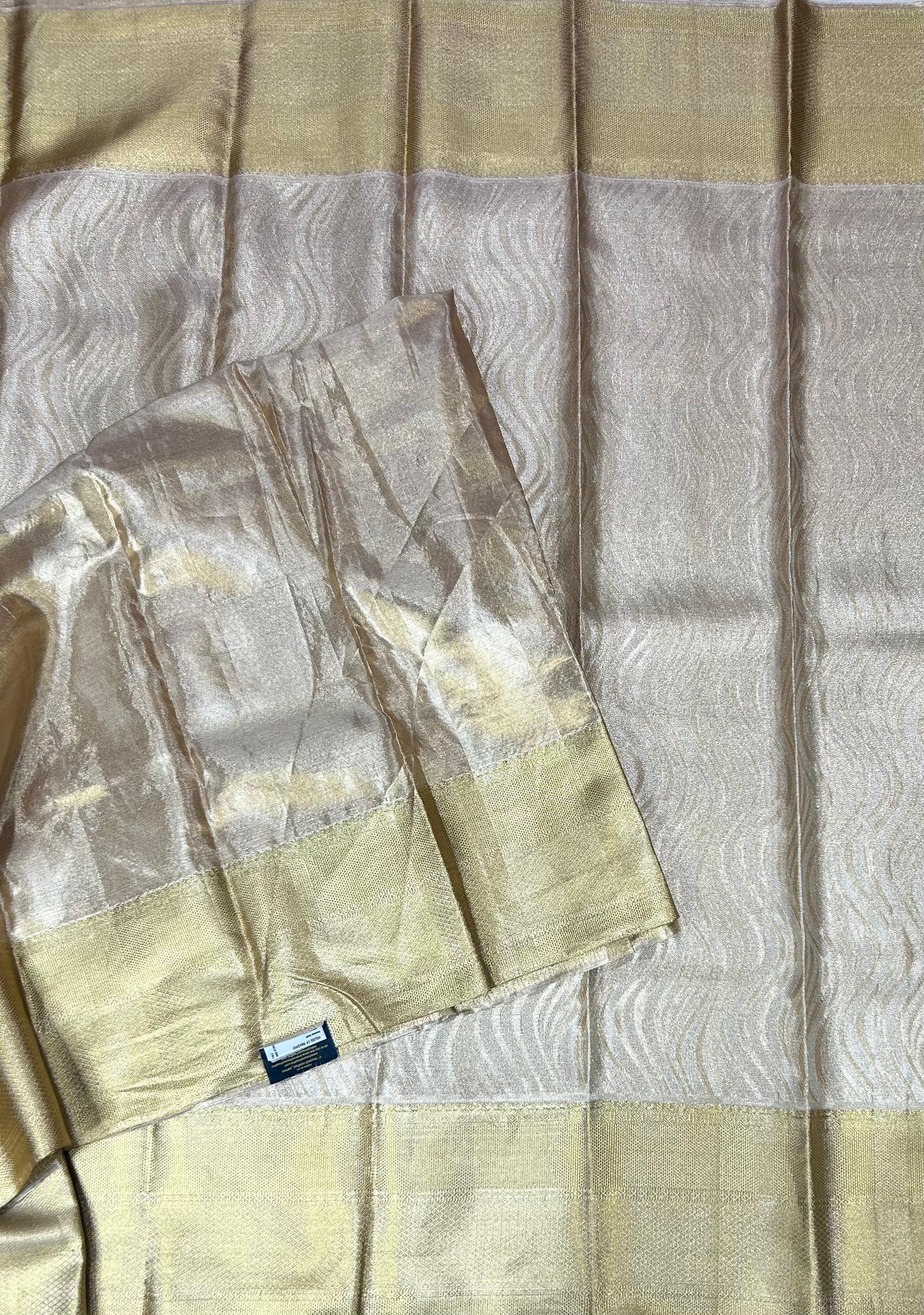 Sliver shade stripes design pure kanchipuram silk saree