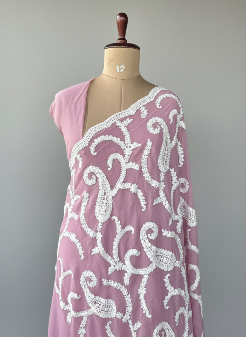 Lilac embrodiery(2) chikankari georgette-11 saree