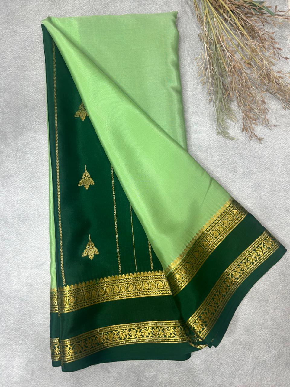 Green Partly Pallu pure mysore silk-12 saree