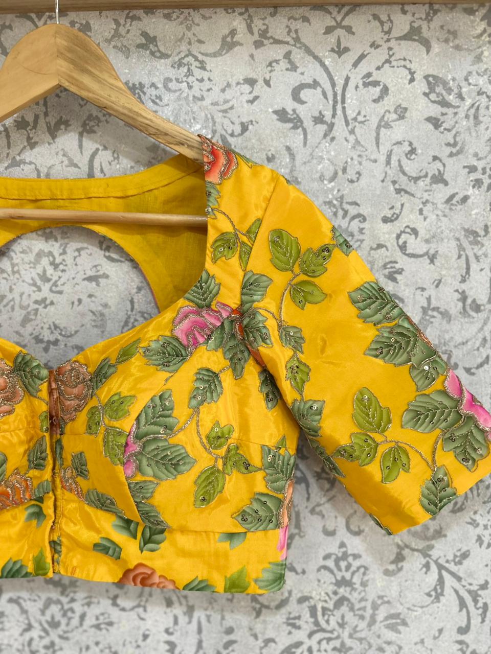 Yellow printed blouse-101