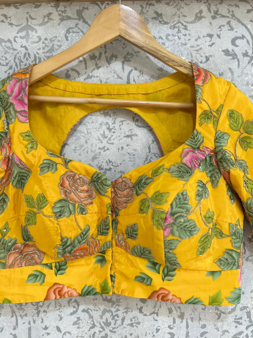 Yellow printed blouse-101